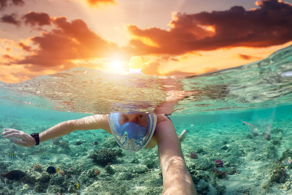 Tropical swim meditation to relax your spine and legs.